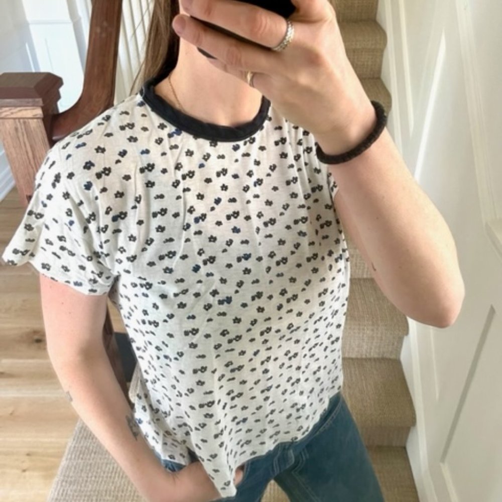 Rag and Bone Black and Blue Floral TShirt
